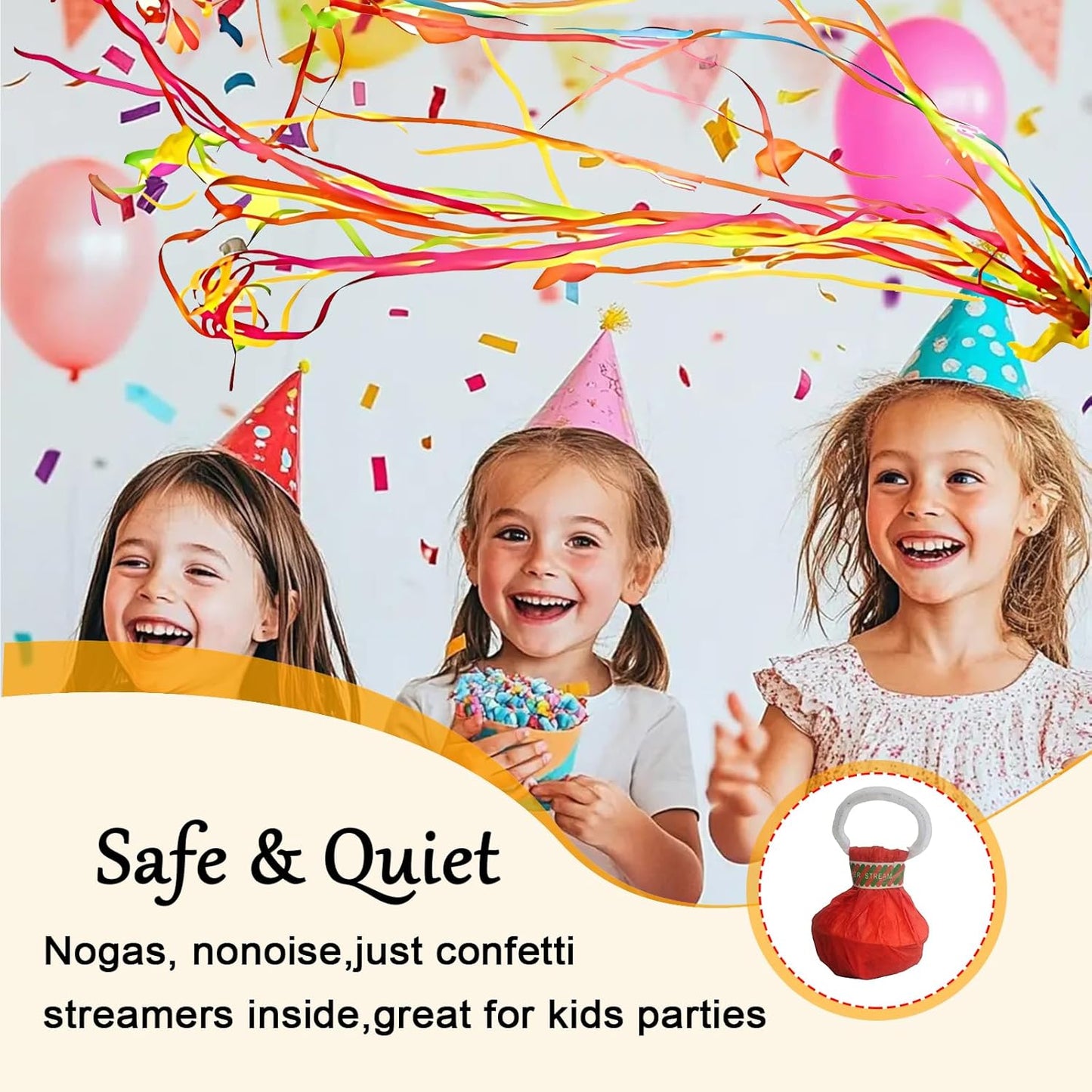 Hand Throw Streamers with Colorful Ribbons for Party Favors - 4PC