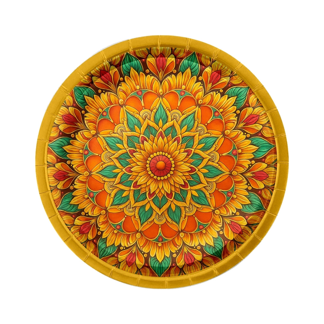 Traditional Festival Party Paper Plates - 9 inches - 8PC