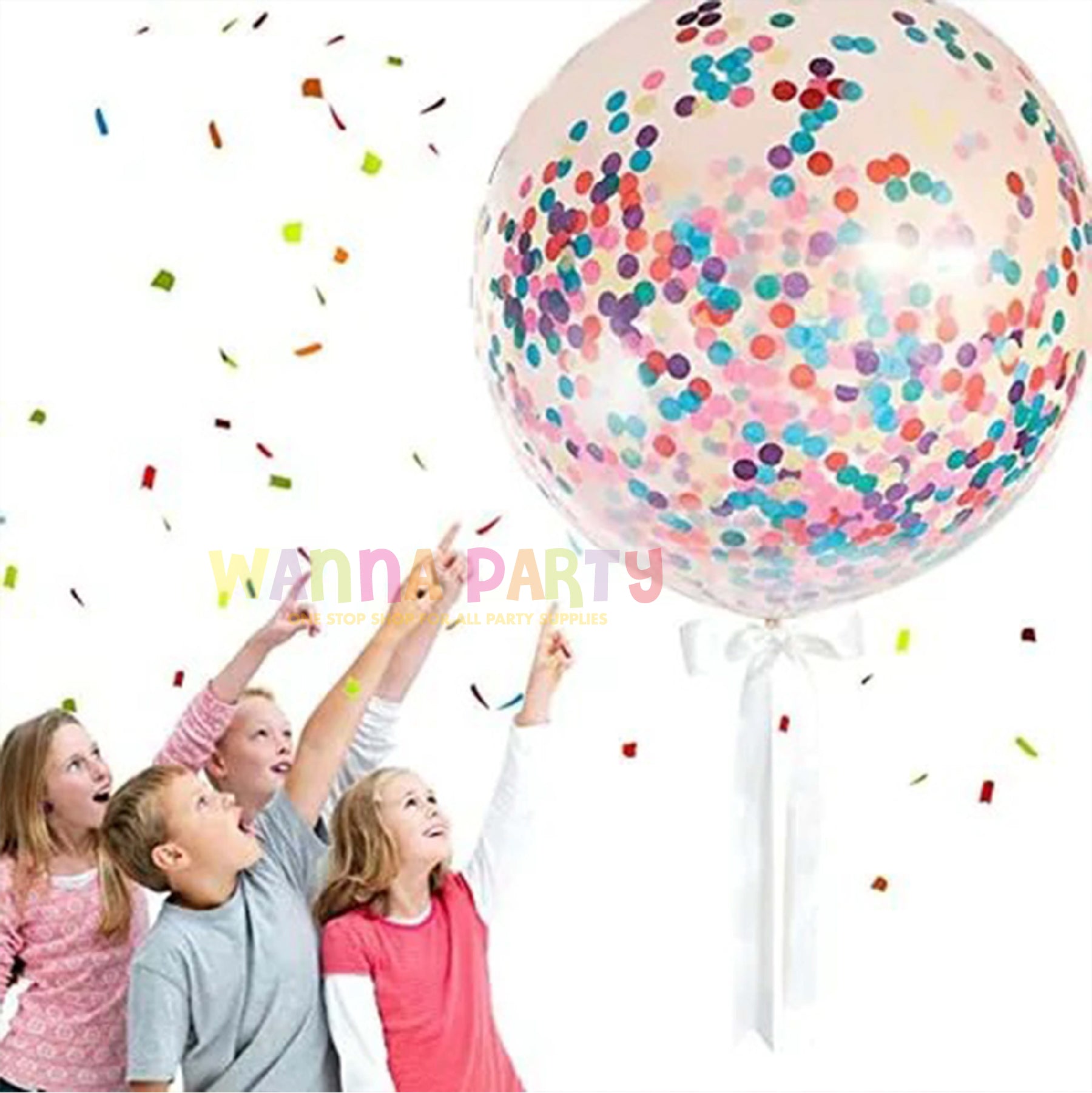 36" Transparent Balloon w/ Confetti &amp; Tassle - 1PC