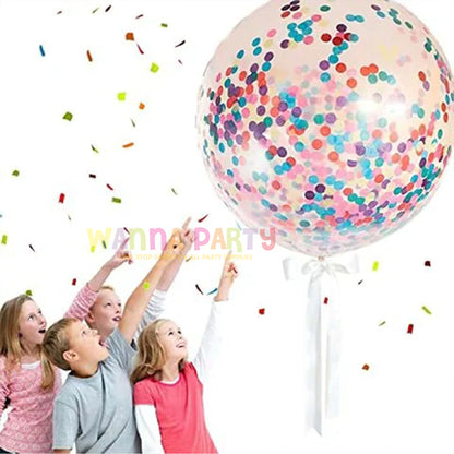36" Transparent Balloon w/ Confetti &amp; Tassle - 1PC