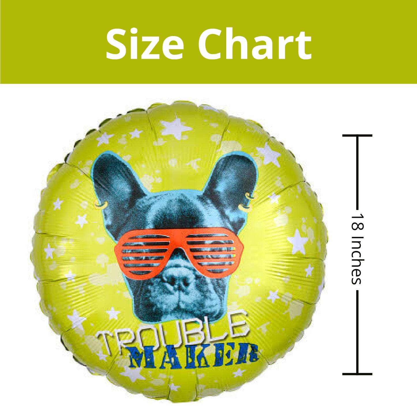 Pug Trouble Maker Foil Balloon - Helium Quality - 18 inches - 1PC