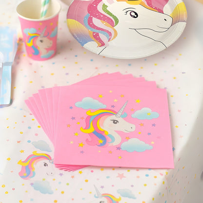 Unicorn Theme Tableware Combo w Plates, Cups & Napkins - 40PC
