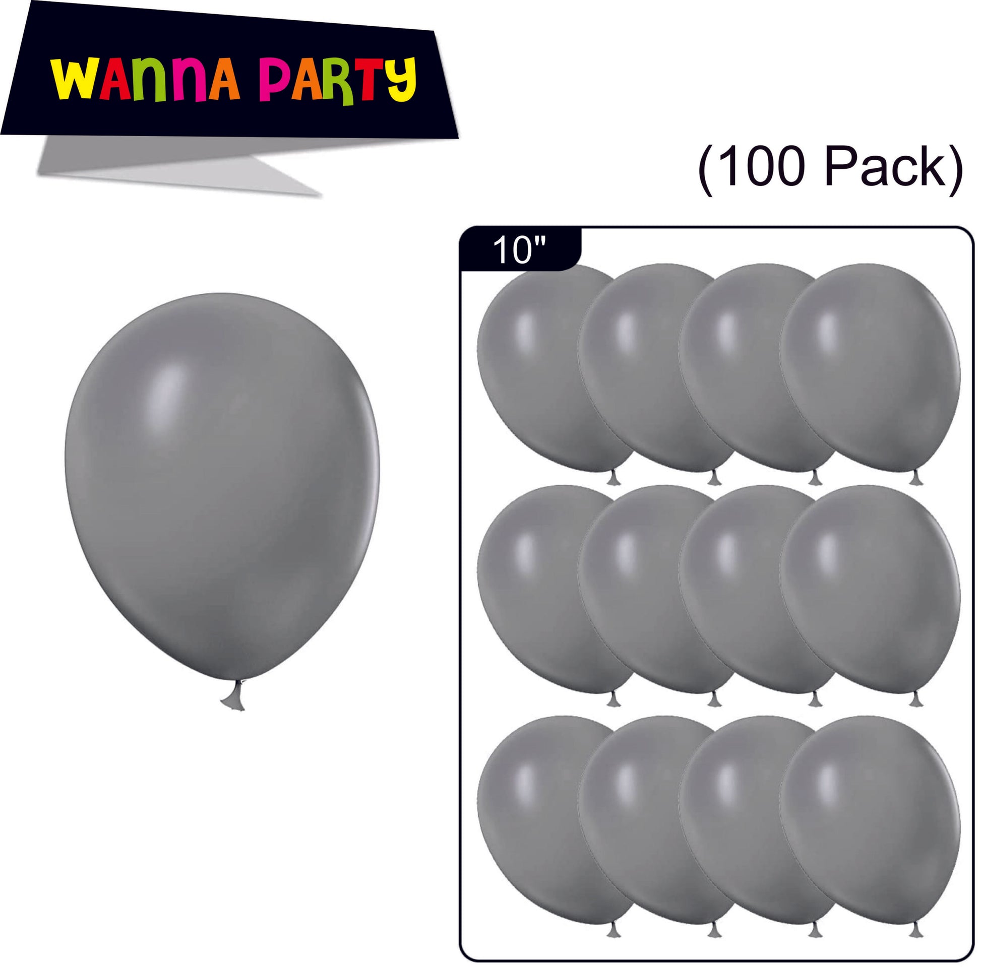 Matte Grey Color Balloons 10 inch - 50 PC