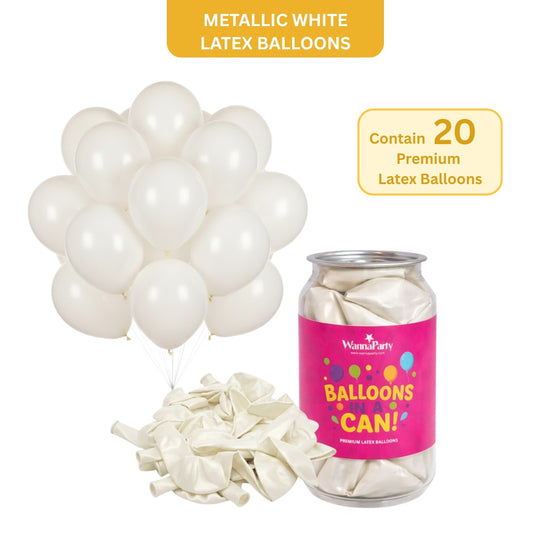 Balloon in a Can White Latex Balloons (Pack of 20)