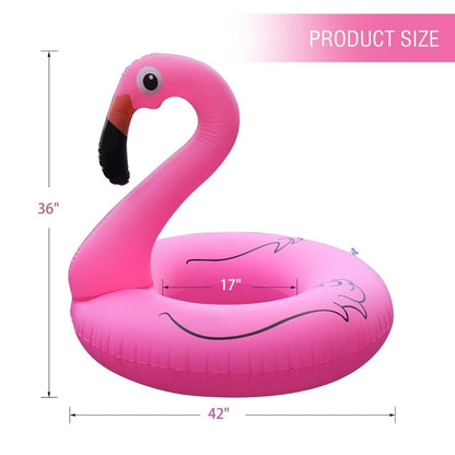 Inflatable Flamingo Pool Ring with Light - 1PC