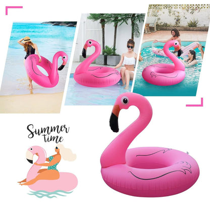 Inflatable Flamingo Pool Ring with Light - 1PC