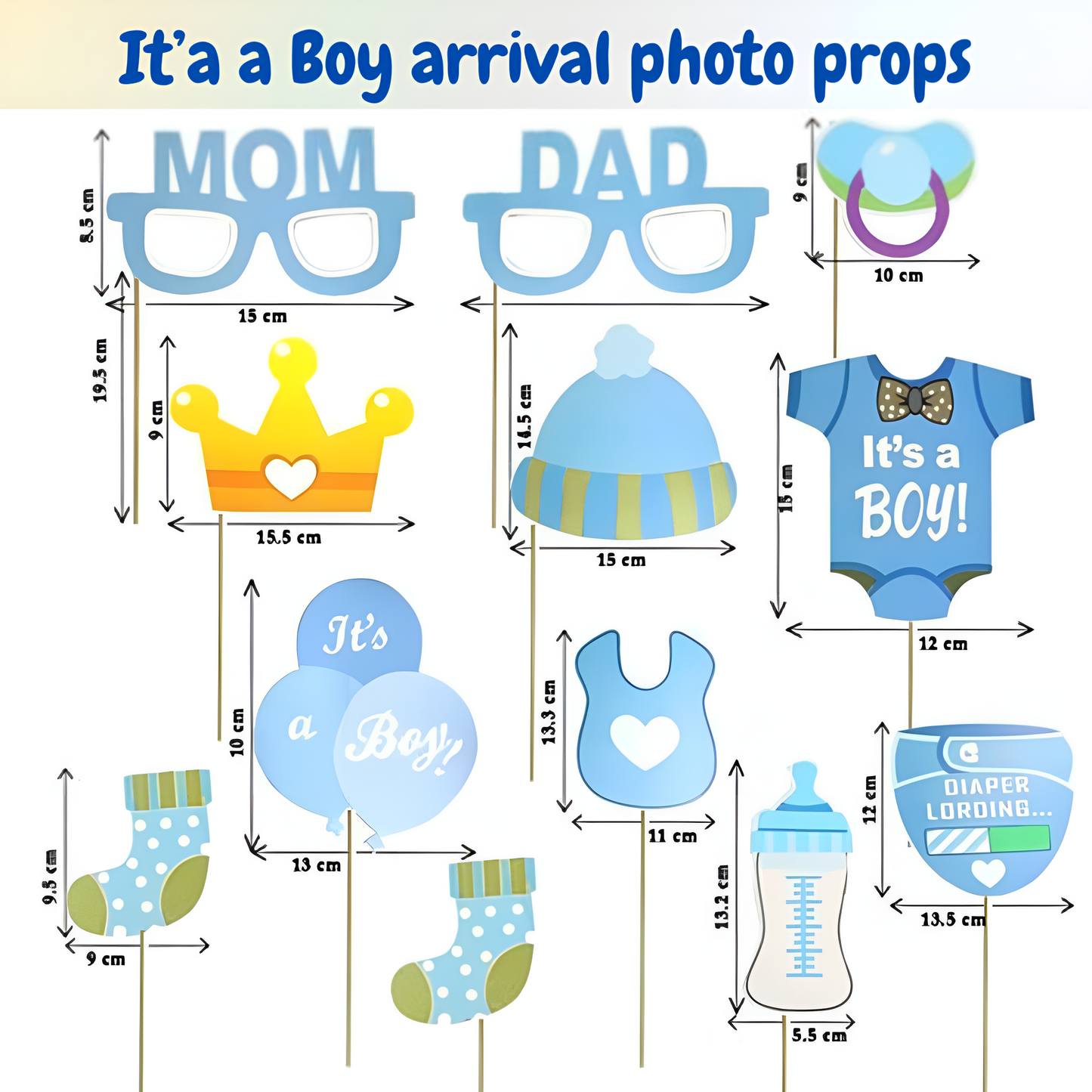 Its a boy Photo props- Pack of 12