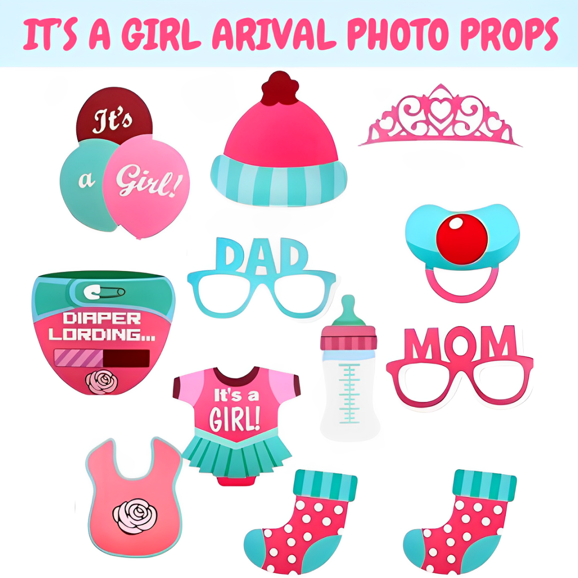 Its a Girl Photo Props-Pack of 12