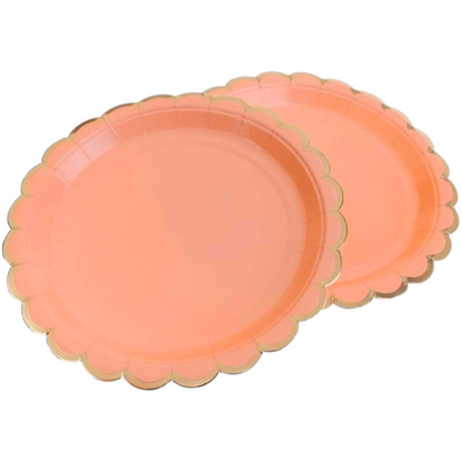 Blush Pink Party Paper Plate w/ Golden Rim  - 9 inches - 10PC