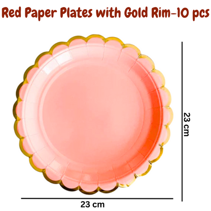 Blush Pink Party Paper Plate w/ Golden Rim  - 9 inches - 10PC