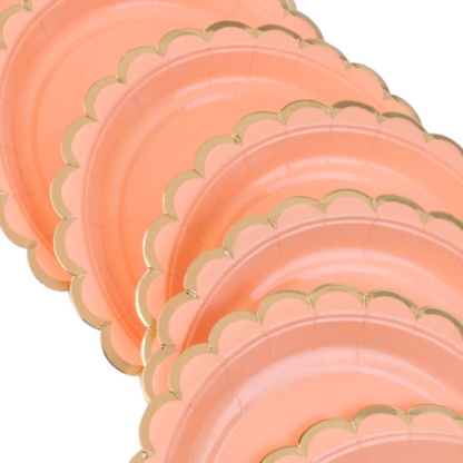 Blush Pink Party Paper Plate w/ Golden Rim  - 9 inches - 10PC