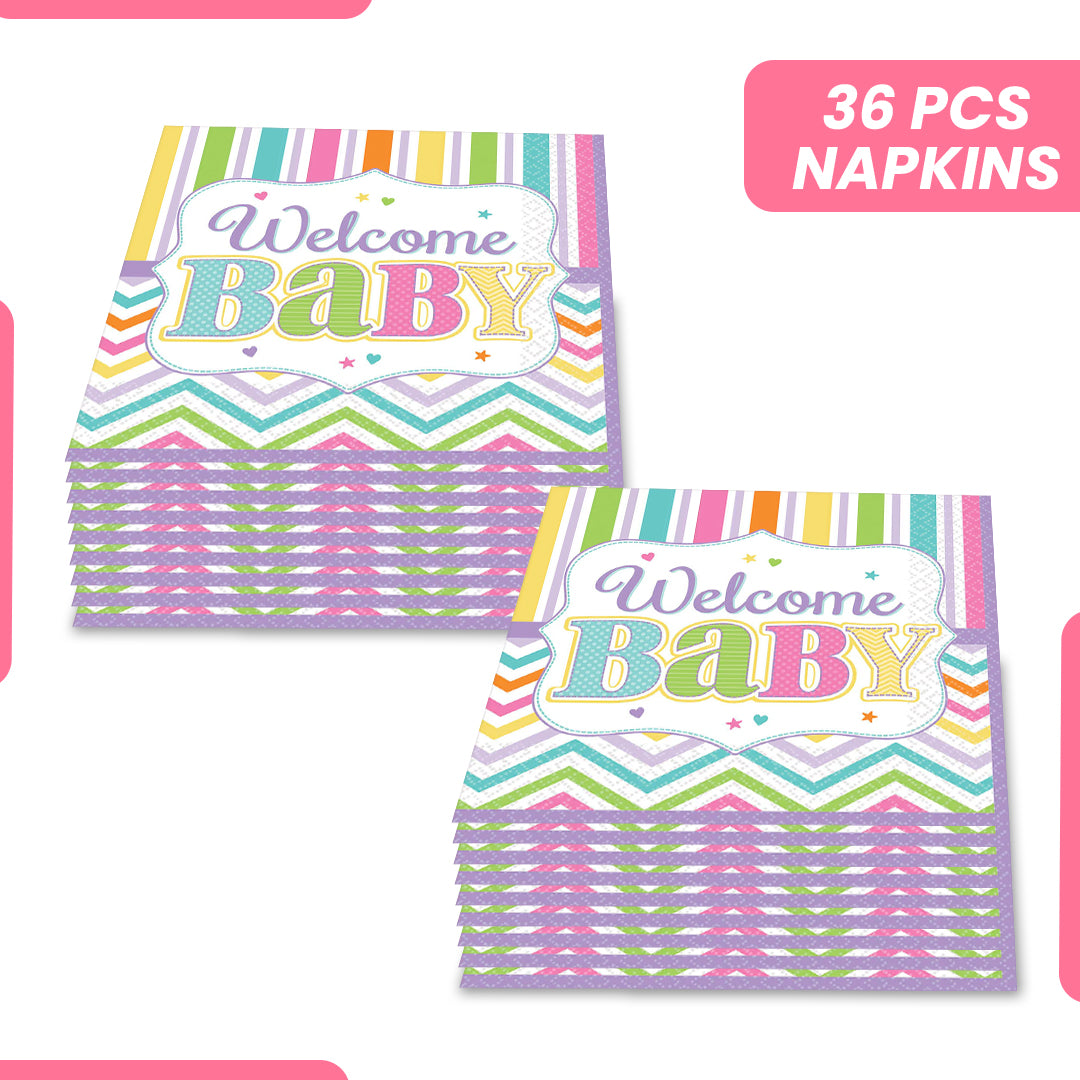 Welcome Baby Shower Dessert Napkins - 18PC