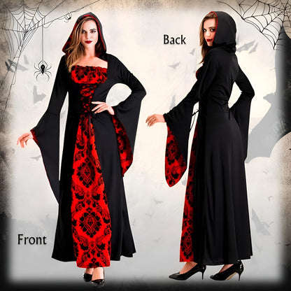Gothic Black & Red Gown for Women for Halloween/ Theme Party - Size L - 1PC