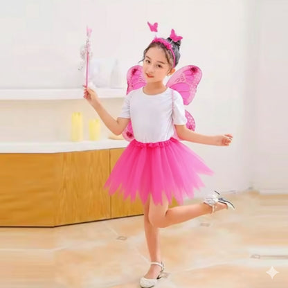 Butterfly Wings with Tutu, Headband & Wand - Set of 4PC