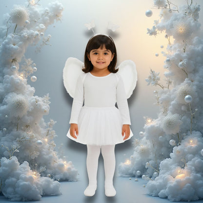 Angel White Wings with Tutu Skirt and Wand