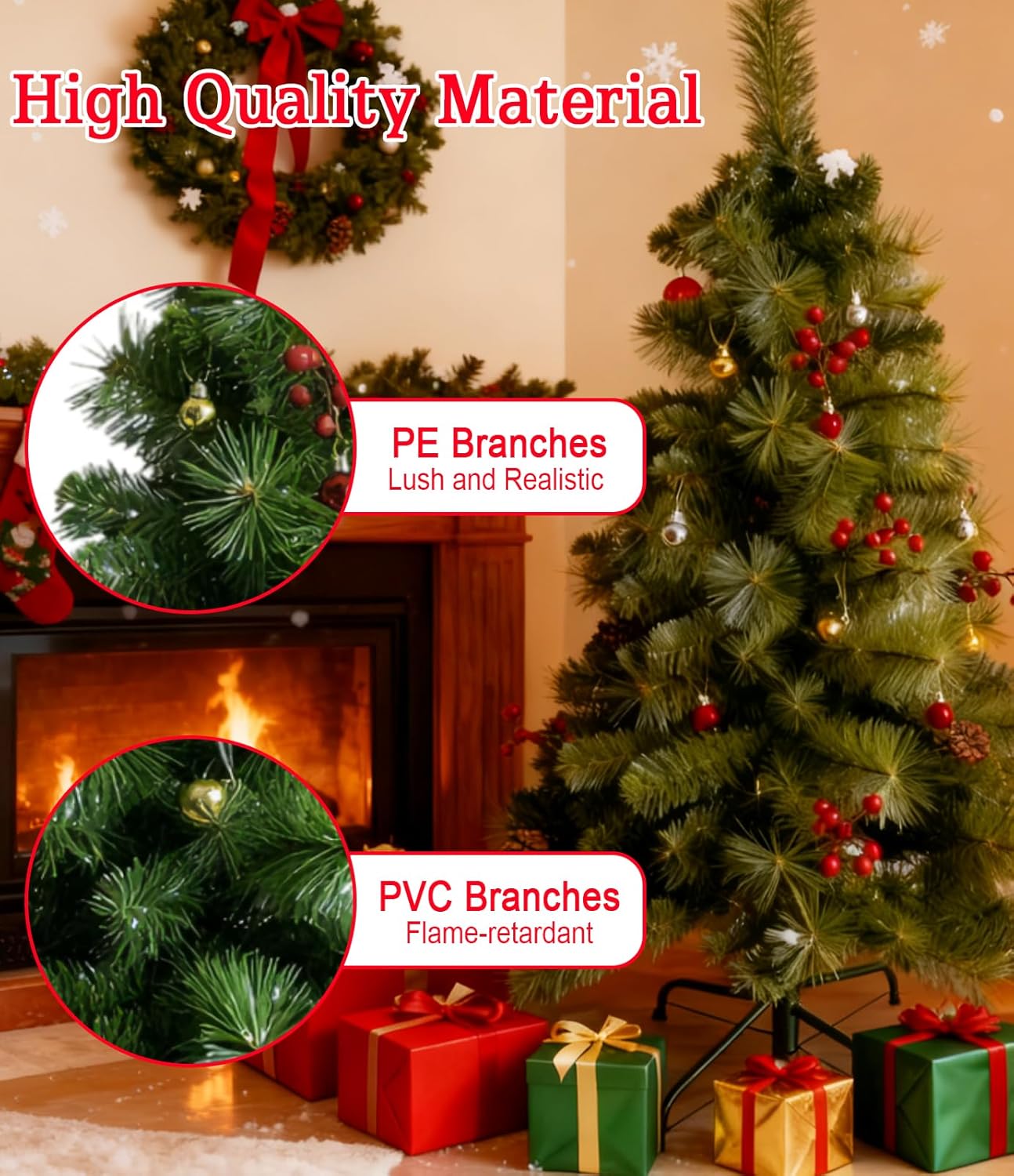 Pine Christmas Tree Green - 6FT with Cherry & Pine Tree Inserts