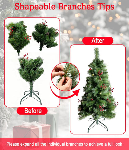 Pine Christmas Tree Green - 5FT with Cherry & Pine Tree Inserts