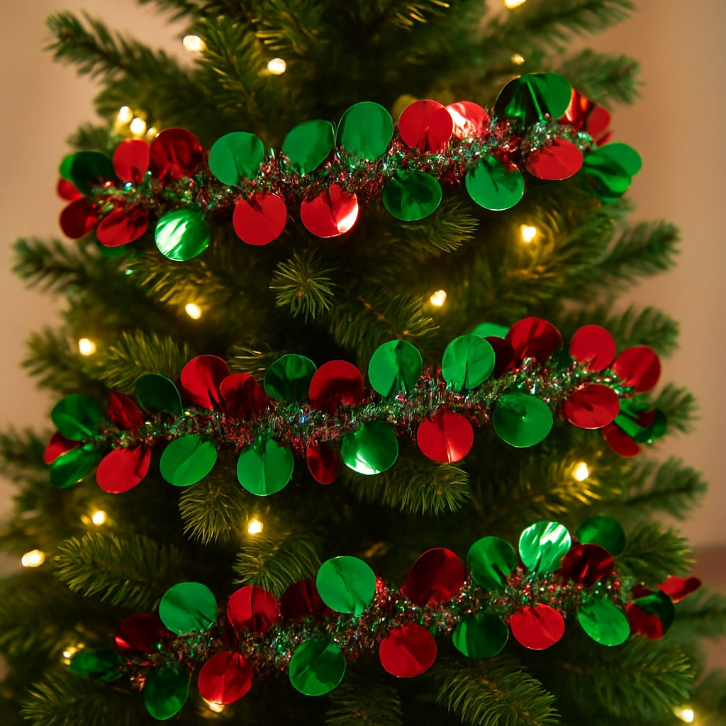 Red & Green Round Hanging Tree Wraps or Garlands -1PC