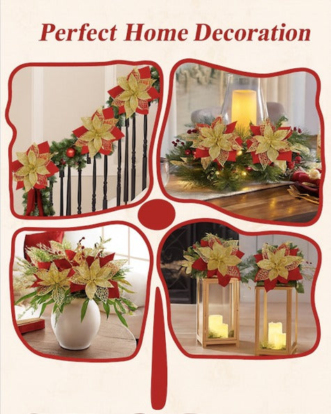 Golden & Red Chrsitmas Flower Decoration