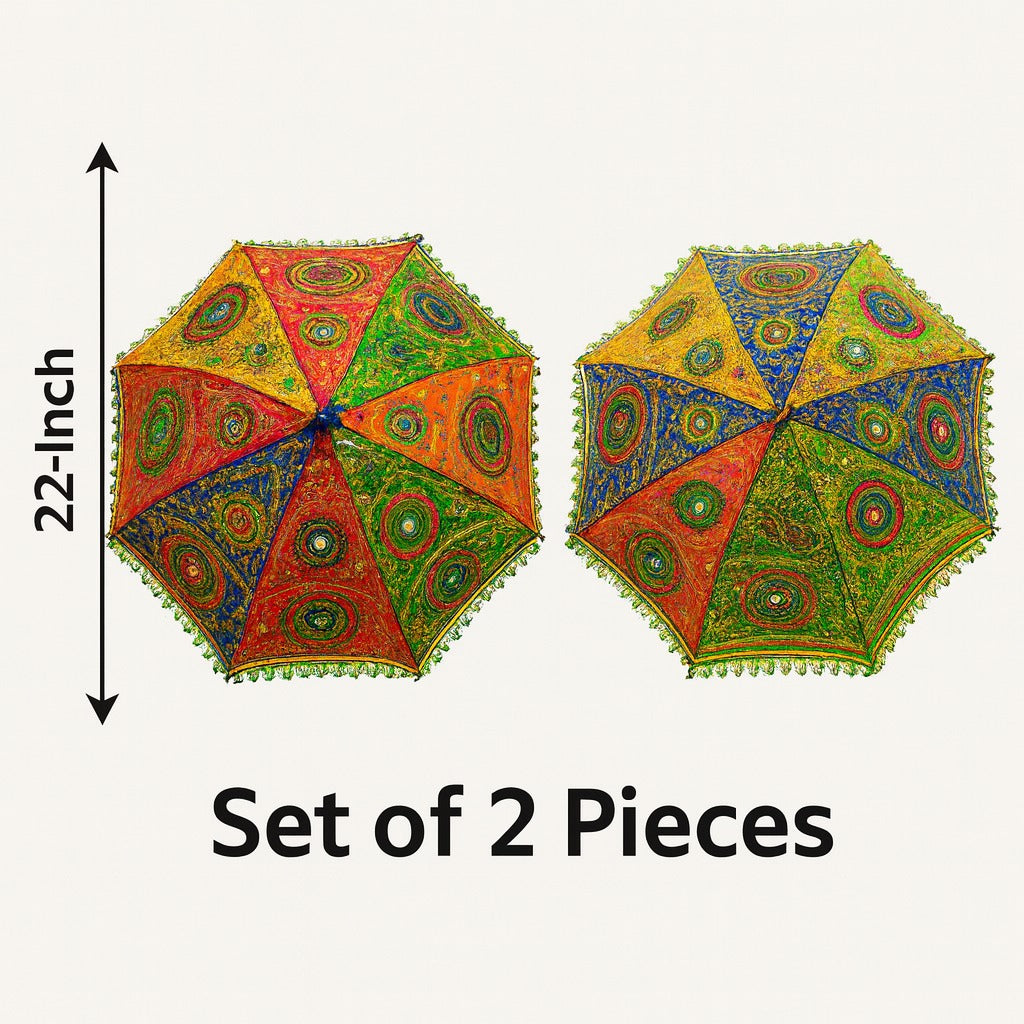 Colorful Kite Hanging Backdrop Decorations with Rajasthani Umbrellas -  Set of 7