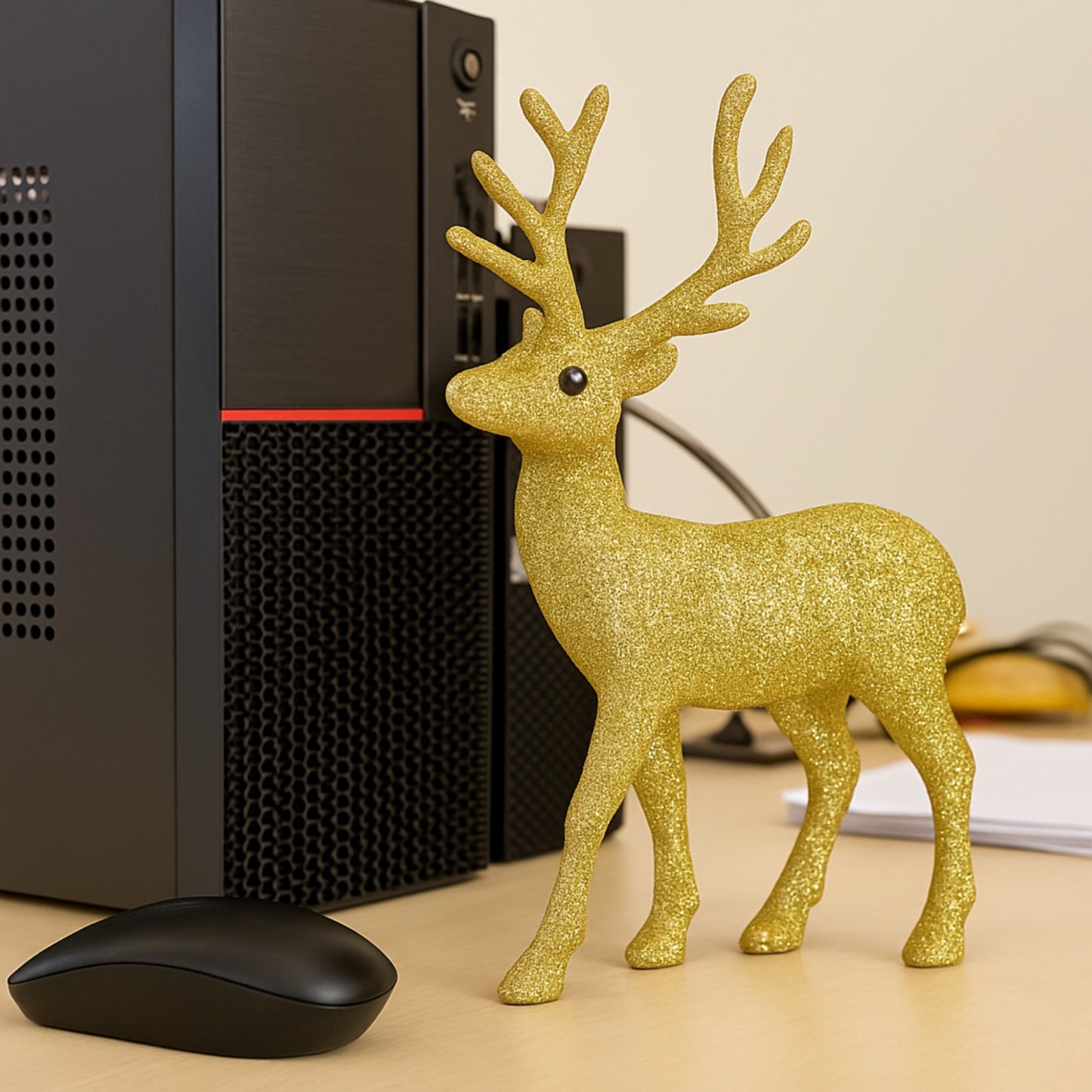 Golden Decorative Standing Reindeer Small - 25cm