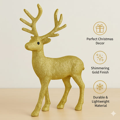 Golden Decorative Standing Reindeer Small - 25cm