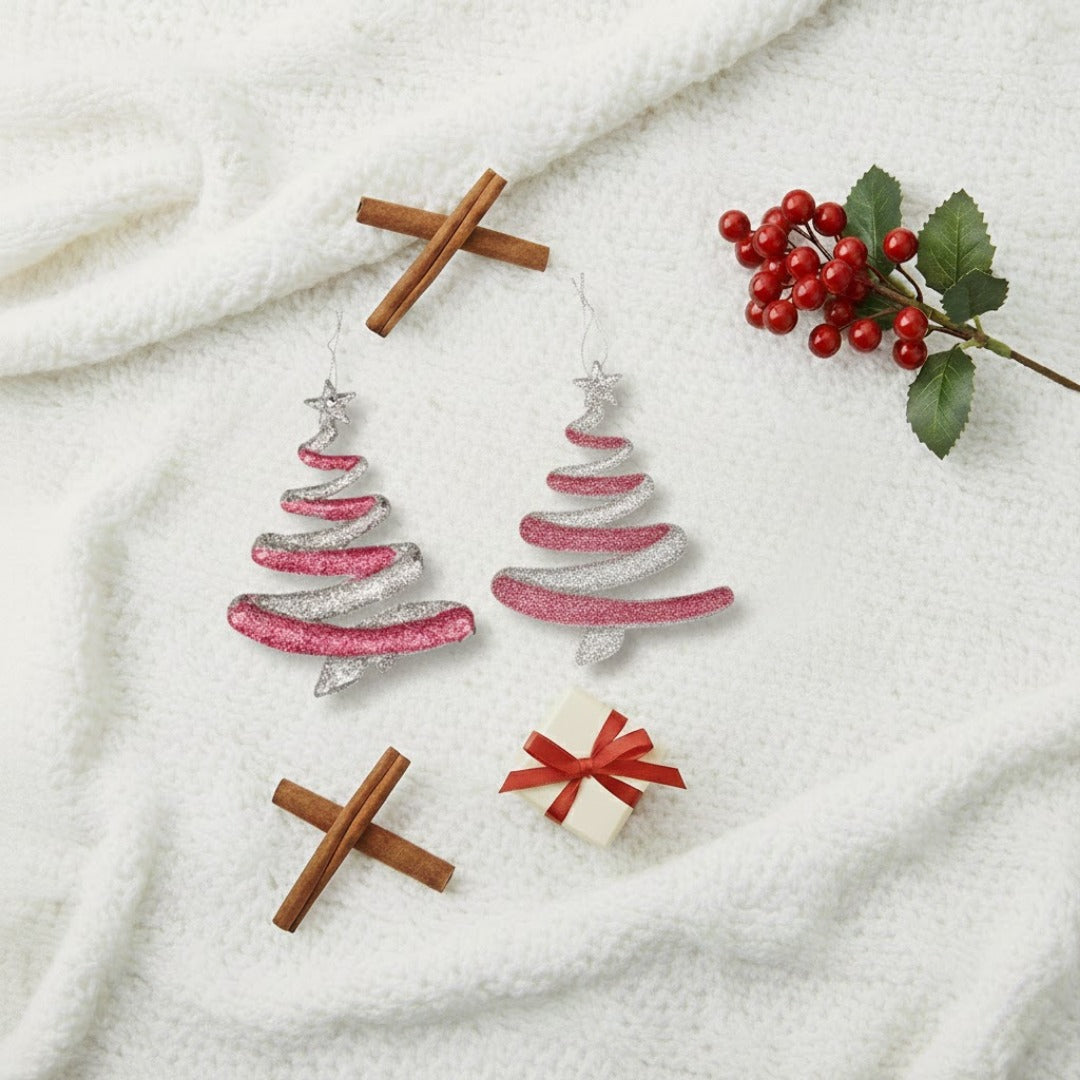 Christmas Tree Shooting Star Hanging Silver - 2PC