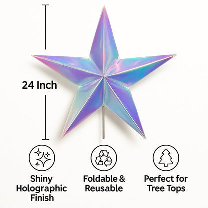 Iridiscent White Star Hanging Decoration 24"