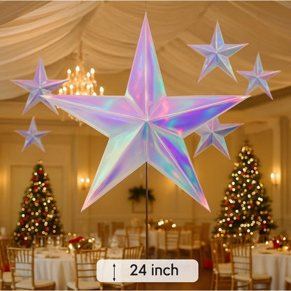 Iridiscent White Star Hanging Decoration 24"