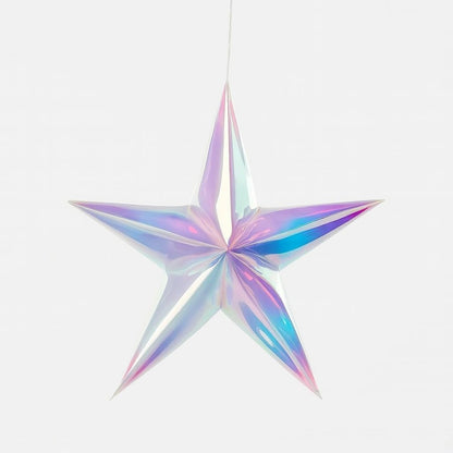 Iridiscent White Star Hanging Decoration 24"