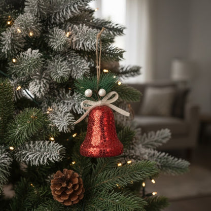 Christmas Tree Ornaments Red Sequin Bell Hanging - 1PC
