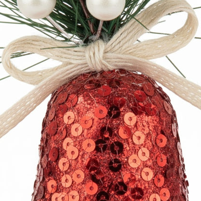 Christmas Tree Ornaments Red Sequin Bell Hanging - 1PC