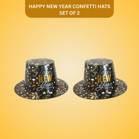 Happy New Year Confetti Print Hat Set of 2
