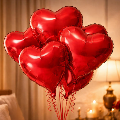 Red Heart Shape Foil Balloon - Helium Quality -18 inches -  1PC