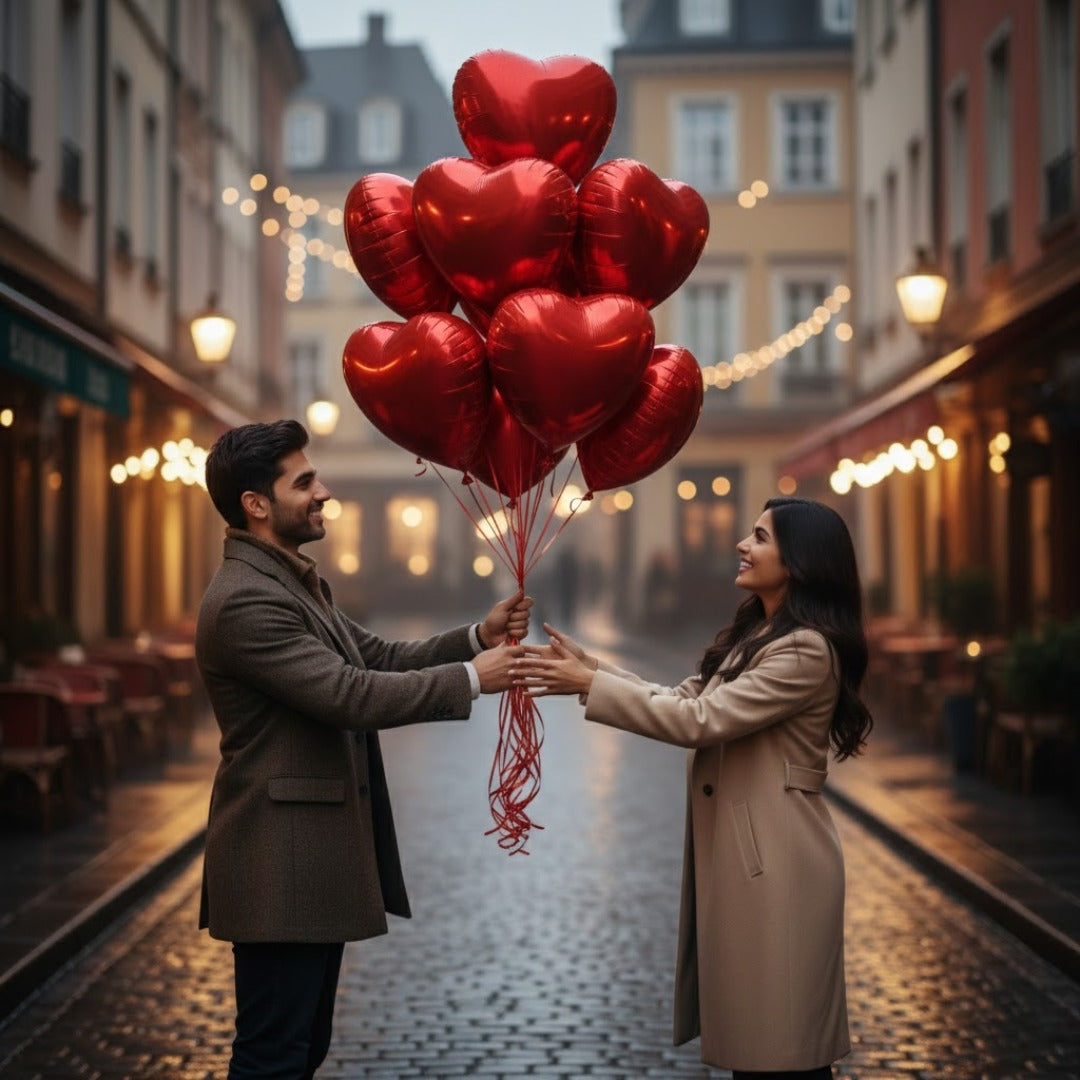 Red Heart Shape Foil Balloon - Helium Quality -18 inches -  1PC