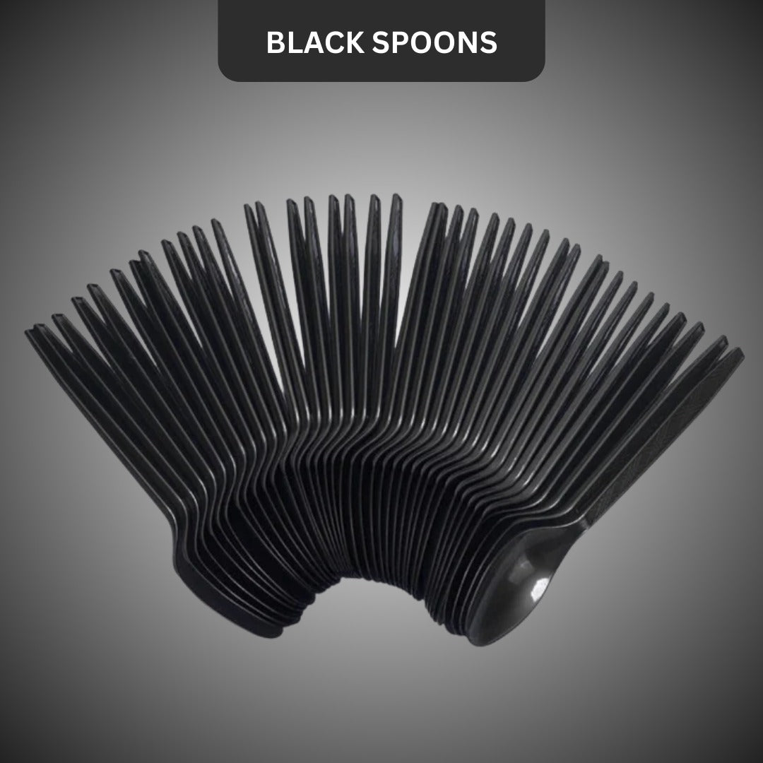 Diposable Black Plastic Spoons - 20PC