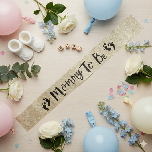 Mommy To Be Peach Sash w/Gold Foil Printing 84 inc