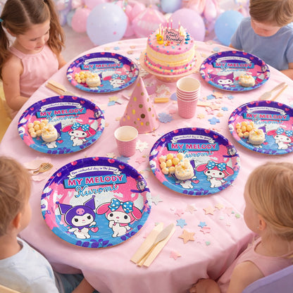 Kuromi Theme Birthday Paper Plates - 10.25 inches - 10PC