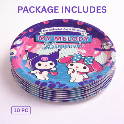 Kuromi Theme Birthday Paper Plates - 10.25 inches - 10PC