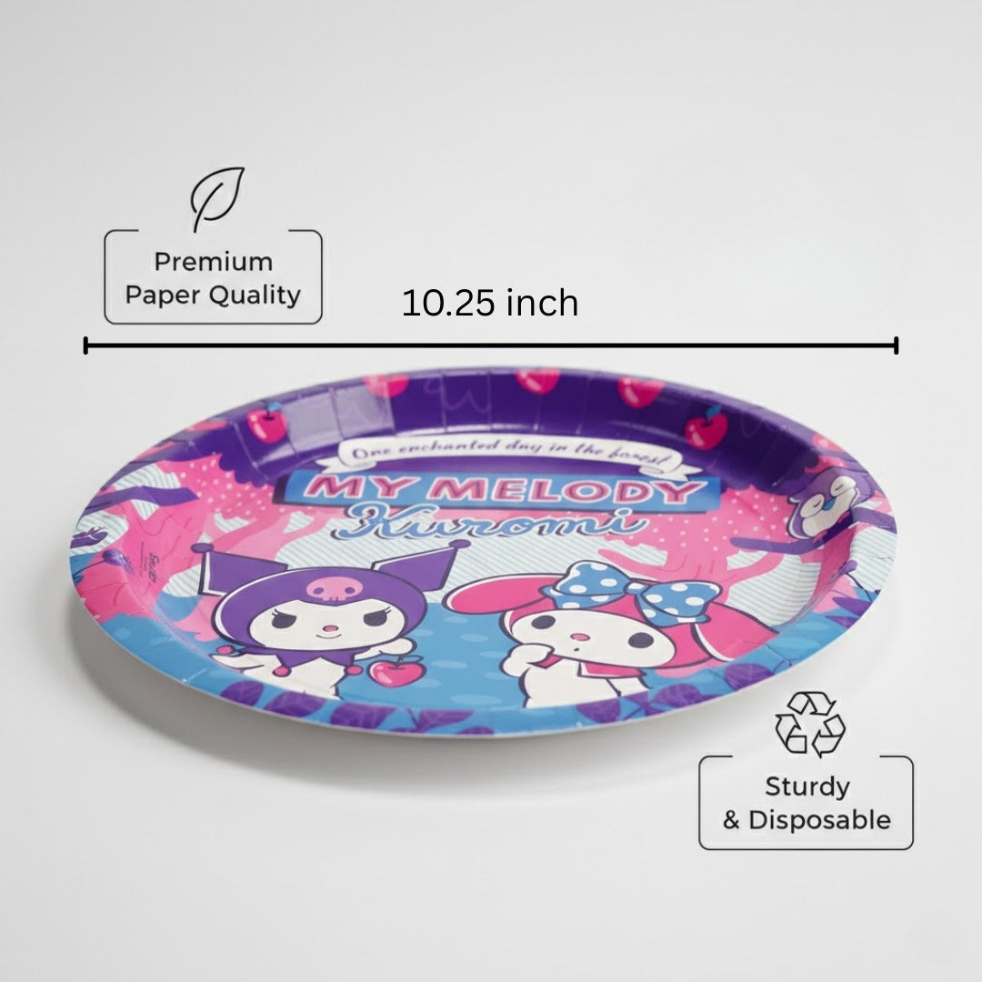 Kuromi Theme Birthday Paper Plates - 10.25 inches - 10PC