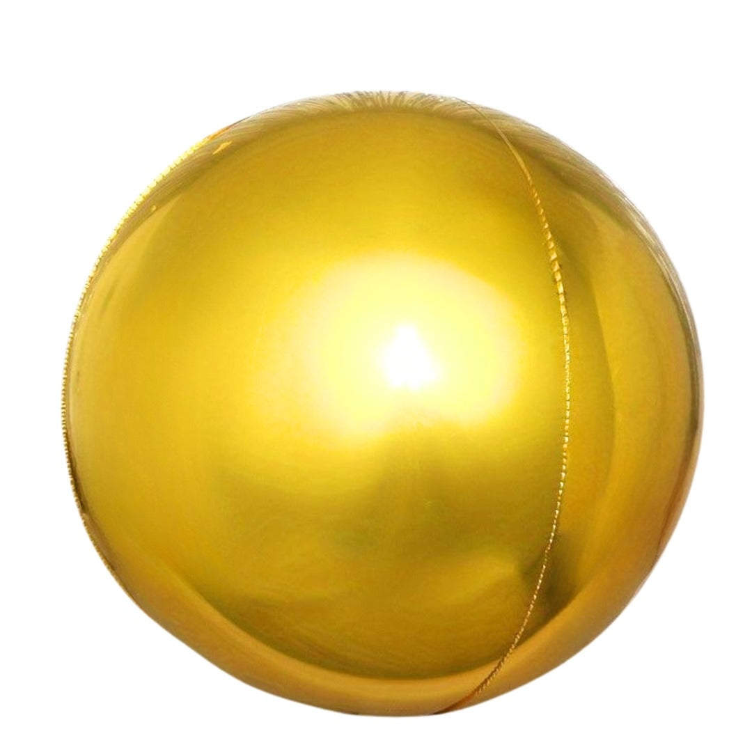 Large Gold Mirror Orbz Foil Balloon 50 Inches | Premium Metallic Sphere Balloon | Helium Supported Party Decoration for Birthday, Anniversary & Events