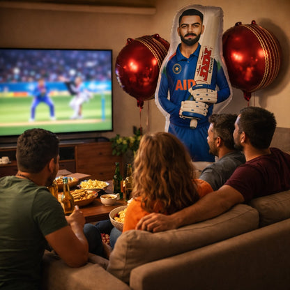 Cricket Bat & Ball Foil Balloon Set of 5 | Sports Theme Party Balloons | Kids Birthday Cricket Decoration Kit
