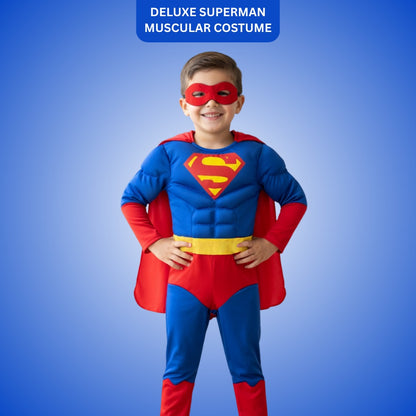 Deluxe Superman Muscular Costume w/Cape and Mask for Kids, Size - S