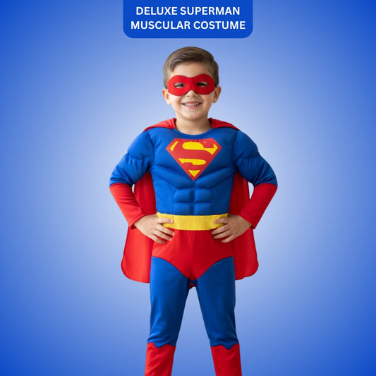 Deluxe Superman Muscular Costume w/Cape and Mask for Kids, Size - S