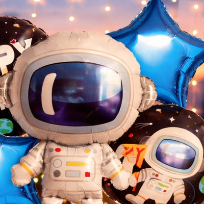 Space Theme Foil Balloon Set of 5 | Astronaut & Galaxy Balloons | Kids Birthday Space Party Decoration Kit