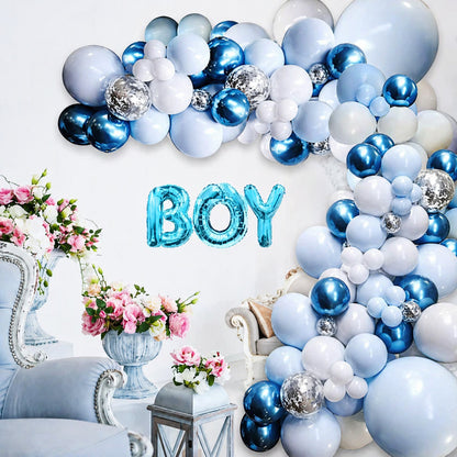 It’s a Boy Balloon Decoration Set – 100 PCS | Blue & White Baby Shower Balloon Arch Kit for Welcome Baby Boy