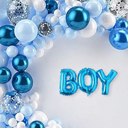 It’s a Boy Balloon Decoration Set – 100 PCS | Blue & White Baby Shower Balloon Arch Kit for Welcome Baby Boy