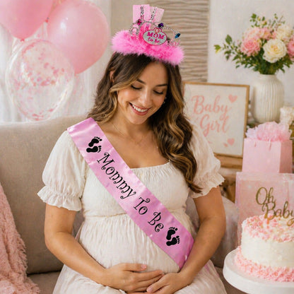 Baby Shower Mom to be Sash and Crown Combo Pack-2