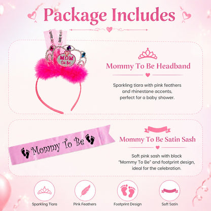 Baby Shower Mom to be Sash and Crown Combo Pack-2