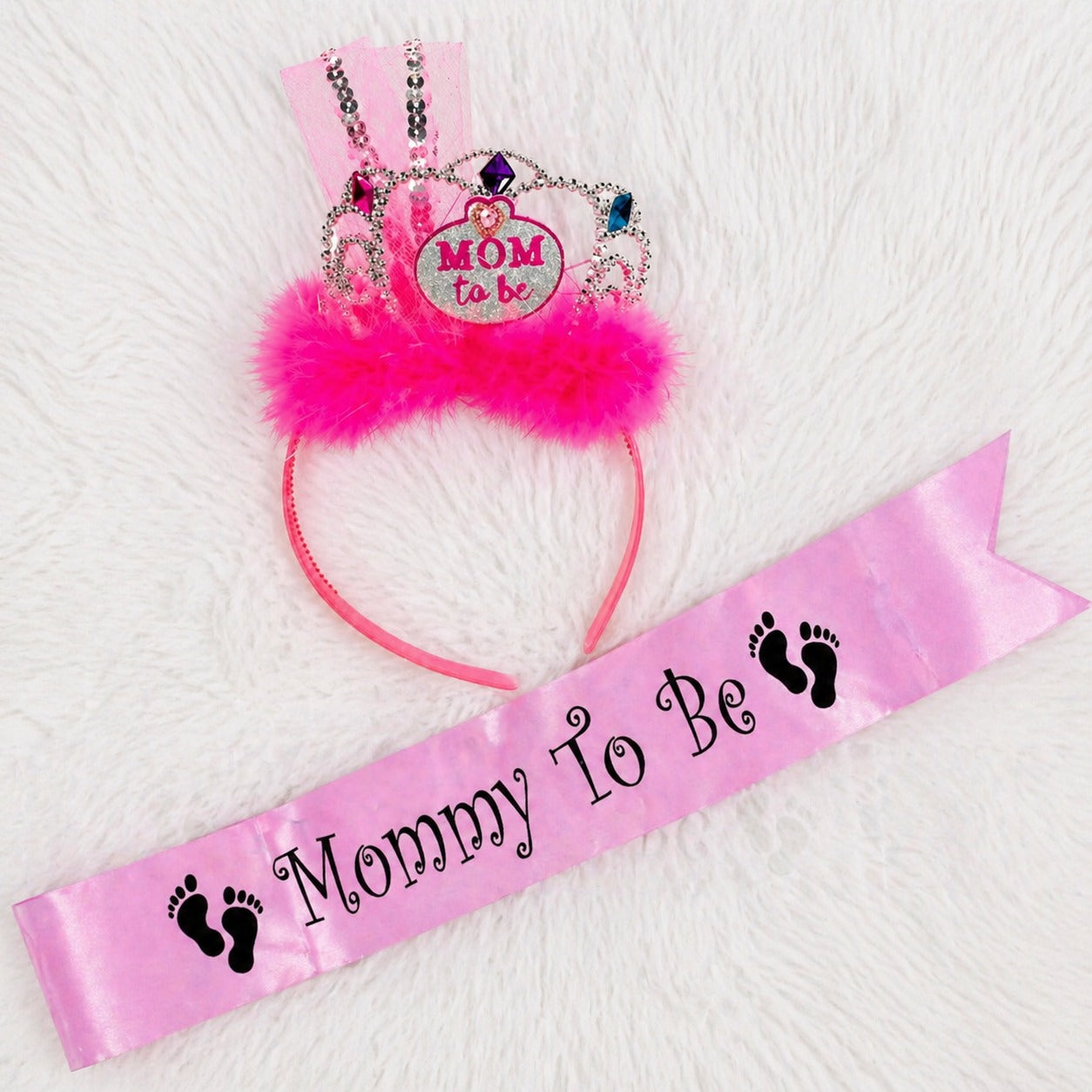 Baby Shower Mom to be Sash and Crown Combo Pack-2
